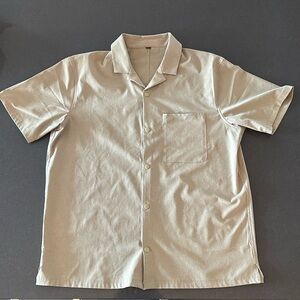 Tan Lululemon snap front shirt